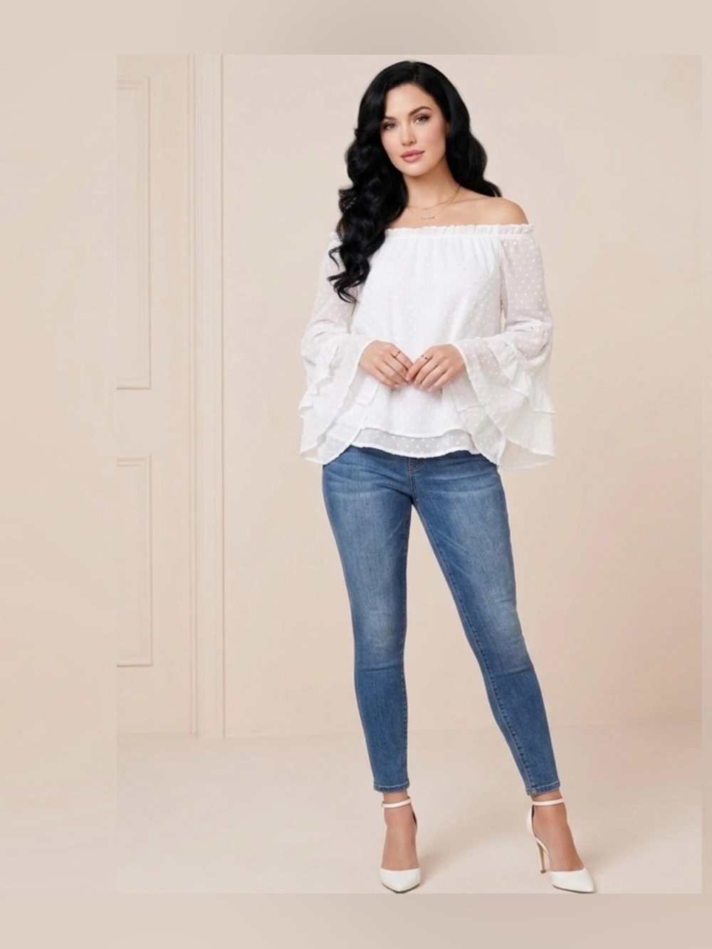 Beautees White Off-Shoulder Blouse